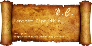 Mentzer Ciprián névjegykártya